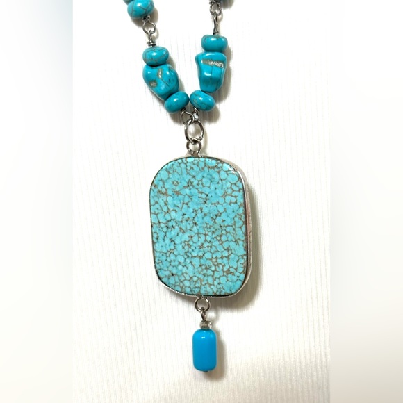 Vintage Turquoise & Silver Statement Necklace - Picture 5 of 7